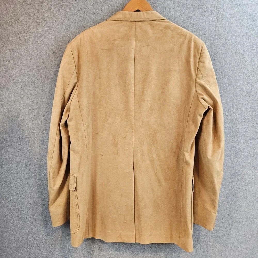 Vintage Vals Mens Wear Camel Tan Suede Leather Blazer Sport Coat 46L USA Made